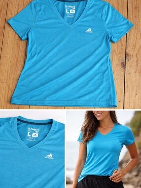 adidas Women’s Turquoise V-Neck Ultimate Tee